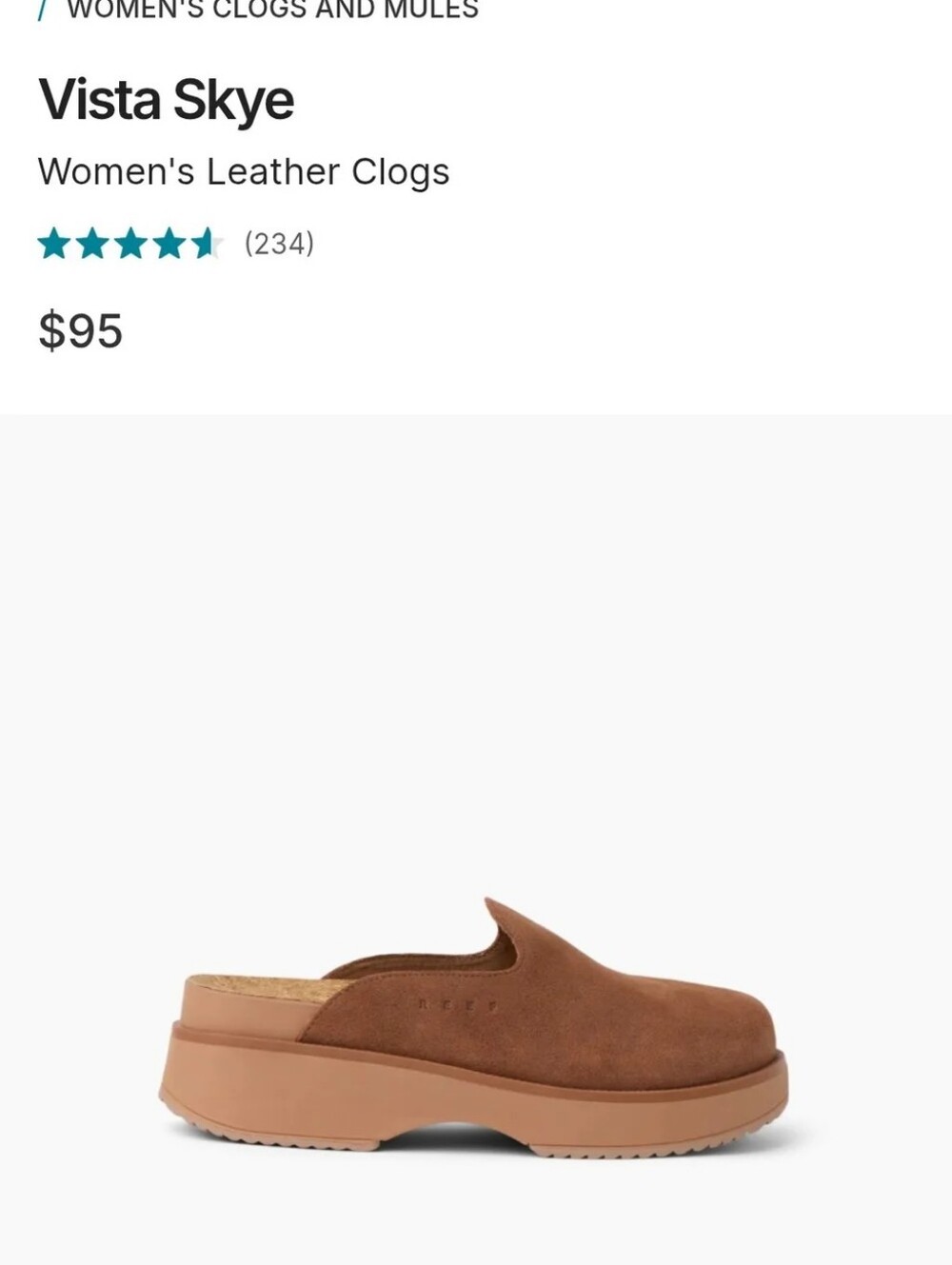 REEF Vista Skye Walnut Suede Platform Clog US 10 - Picture 3 of 11